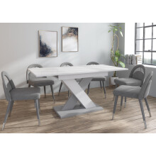 Furneo Modern Dining Table Extendable 120-160cm High Gloss White & Matt Grey Enzo 01