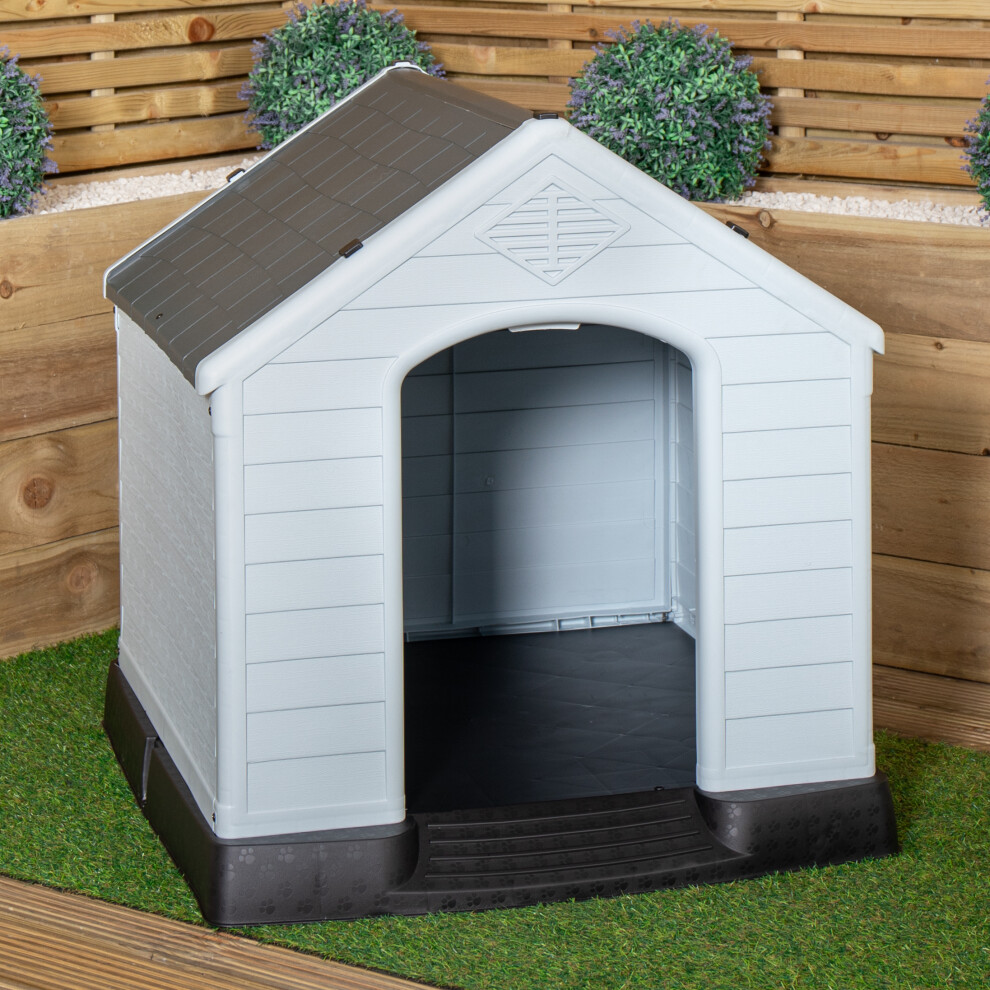 82 x 76cm Samuel Alexander Small Outdoor Plastic Dog House with Raised Bed