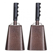 (2PCS, Brown) Hand Metal Cheering Cow Bell Cow Bells With Ergonomic Handles For Sporting Events Festivals