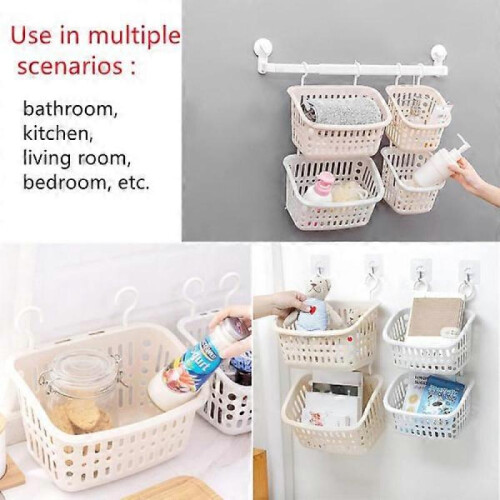 3 hanging plastic storage baskets / laundry baskets, plastic Large 2