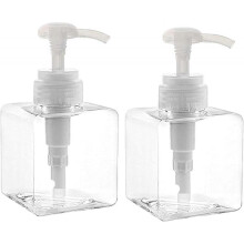 2PCS 250ml / 8.5oz Empty Pump Dispenser Bottle Refillable Plastic Lotion Pump Bottles, Shampoo Body Wash (Transparent)