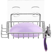 soap dish for shower wall, with 4 hooks, stainless steel Sti