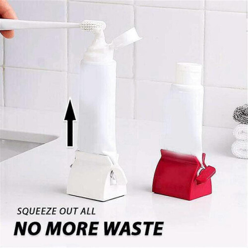 (White)Toothpaste Tube Squeezer,Toothpaste Seat Holder Stand Rotate Toothpaste Dispenser,Hair Color Dye/Cosmetic/Oil Paint Squeezer 2