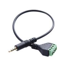 3.5mm Screw Terminal Adapter Speaker Cable 4-Core Stereo TRRS Male Hole to AV 4 Screw Terminal Balu