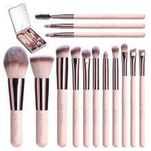 (Gold) Travel Makeup Brush Set With LED Light Mirror