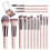 (Gold) Travel Makeup Brush Set With LED Light Mirror 1