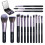 (Black) Travel Makeup Brush Set With LED Light Mirror 1