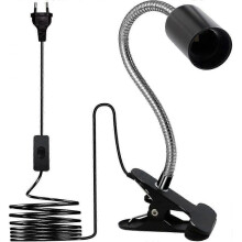 E27 Clamp Light Bulb Socket, Clamp Lamp, 350mm Gooseneck Clamp Socket, 360 Degree Adjustment, Metal Base Clip, 220cm Switch Cable, E27 Spotlight for R