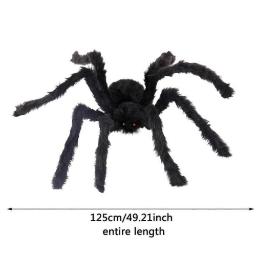 (125cm) Halloween Spider Decorations, Realistic Hairy Giant Spider Props 1