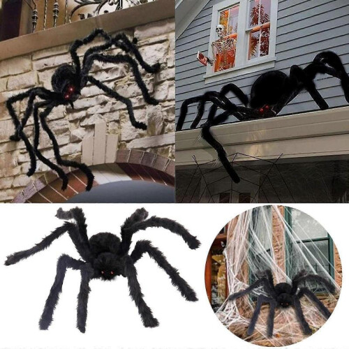 (200cm) Halloween Spider Decorations, Realistic Hairy Giant Spider Props 1