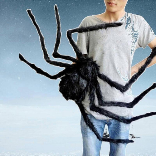 (125cm) Halloween Spider Decorations, Realistic Hairy Giant Spider Props 2