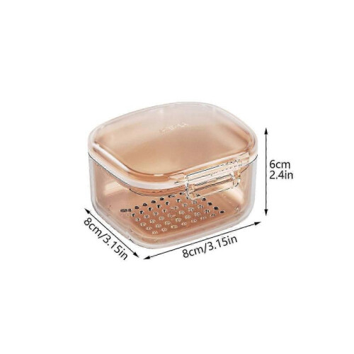 (pink) Dental Braces Storage Box Teeth Cleaning Case with Unique Drainage Layer and Accessories - Black Multi-function Portable Denture Bath Cup 2