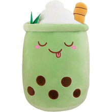 (Green) Bubble Tea Plush Pillow, Cute Boba Plush Toy Giant Boba Plush Animal Pillow for Boba Lovers (35cm)