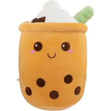 (Brown) Bubble Tea Plush Pillow, Cute Boba Plush Toy Giant Boba Plush Animal Pillow for Boba Lovers (35cm)
