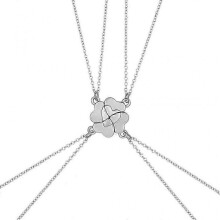 (Silver Plated) 4Pieces/set Magnet Stone BFF Friendship Heart Pendant Chain Choker Necklace