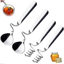 Honey And Jam Spoon, 4 Pcs Stainless Steel Spoons, Dessert Spoon, Spiral Cutlery, Jam Jar