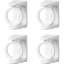 Self Adhesive Curtain Rod Bracket No Drilling 4 Pcs Towel Pole Holder with 360 Rotating Ring White Wall Fixing Rod Hangers Hooks