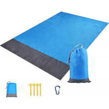 200 x 210CM Portable Pocket Beach Mat with 4 Fixed Nails,Mini Picnic Blanket with Carrying Bag,Durable, Beach Mat for Beach Picnic, Barbecue Party