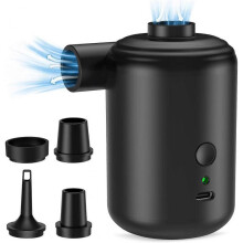Electric Air Pump,Quick-Fill Portable Mini Air Pump with 4 Nozzles, Inflator Deflator USB Rechargeable Small Pump