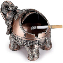 ,Vintage Windproof Ashtray with Lids - Retro Elephant Modeling Tabletop Ashtray Cigarette Cigar Ash H  -Sy