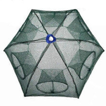 Collapsible fishing net with 6 openings Dark green