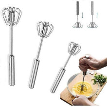 3Pcs Semi-Automatic Beater, Stainless Steel Egg Beater, Manual Beater Kitchen Beater, Pressure Beater, Rotary Mixer, Egg Beater, for Cooking, Mixing