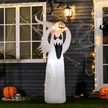 HOMCOM LED Floating Ghost Pumpkin Halloween Decoration Mains Powered Vivid 6FT