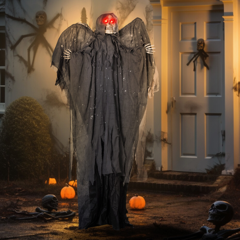 HOMCOM Animated Winged Grim Reaper Halloween Prop 6ft Red - Image 5