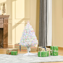 HOMCOM 2.5ft Prelit White Tabletop Christmas Tree with Fibre Optics, 85 Branch Tips, Star Top, Base 830-256V70
