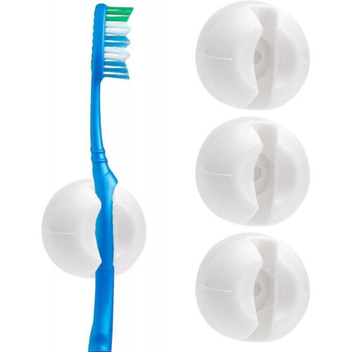 4Pcs Toothbrush Holder with Suction Cup,Wall-Mounted Toothbrush Hook Plug Holder,Multi-Function Wall Storage Hook for Toothbrush