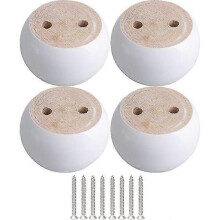 Set of 4 white eucalyptus wood round furniture legs 8 x 8 x 5 cm can support a weight of about 100 kg