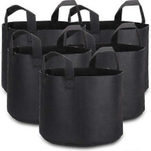 Gallon Grow Bags with Plant Labels, 5 Pack Heavy Duty Fabric Plant Pots