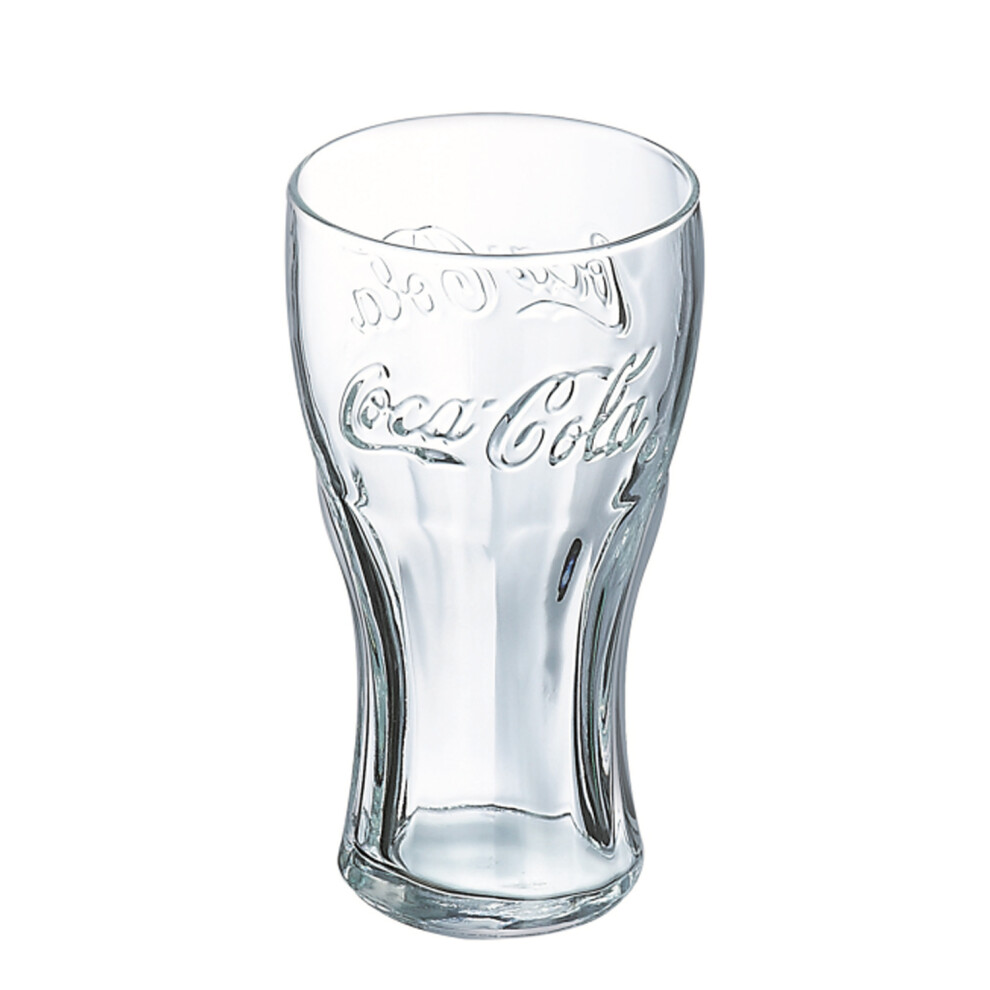 Coca Cola Contour Highball Drinking Glass 390ml Clear Round Dishwasher Safe