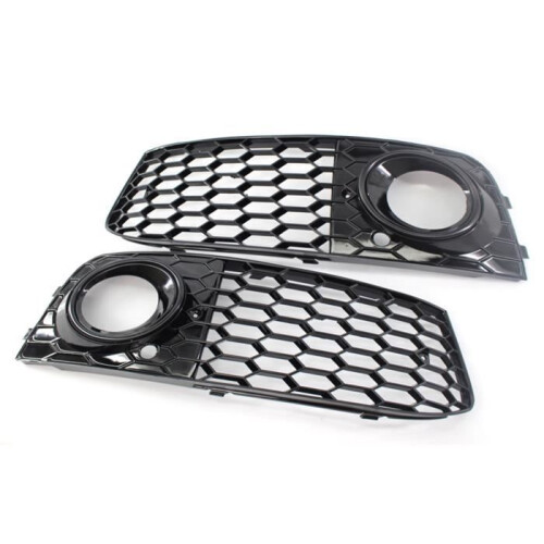 Schwarz – Waben-Frontgrill für Audi A4 B8 2008–2012, 2 Stück