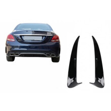 Heckstoßstangen-Seitenklappen für Mercedes C W205 14-20, Schwarz glänzend