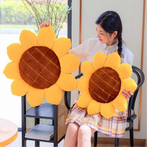 Cuscino di peluche portatile a forma di girasole, morbido e imbottito 2