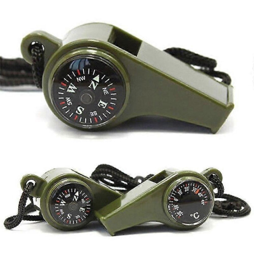 1Pcs Outdoor Whistle Compass Thermometer 3 In 1 Camping Hiking Accessory Compass|Compass 1