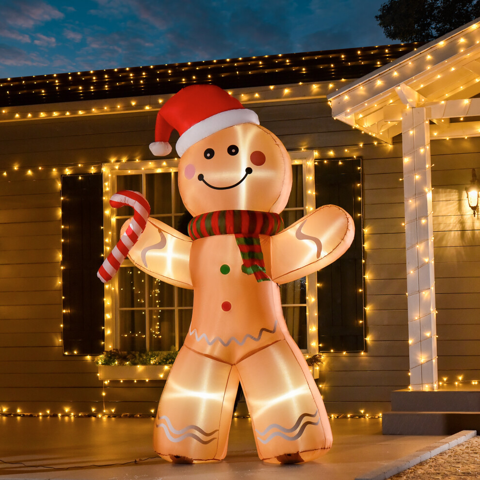 George Yellow Homcom 8Ft Lighted Inflatable Gingerbread Man - Image 4