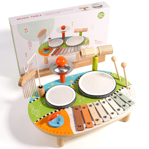 Wooden Function Multi Drum Music Table For Children Learning Early Experience 2