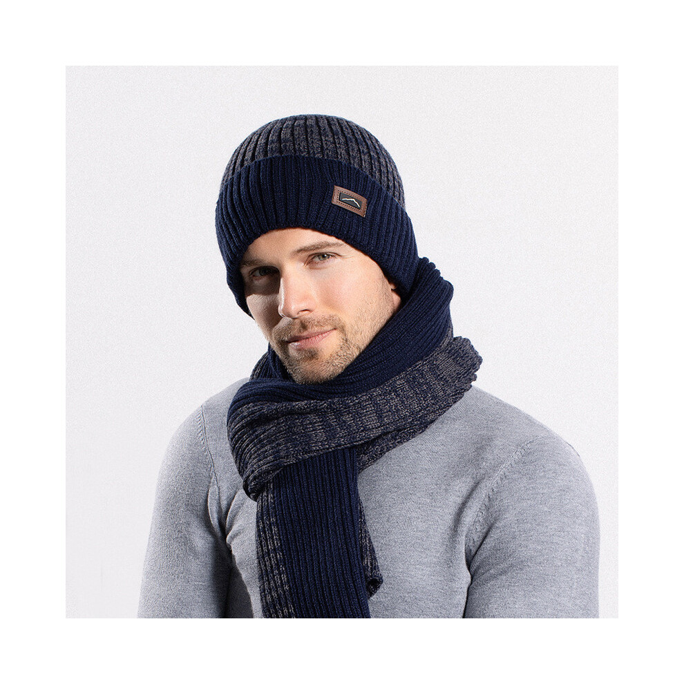 (StyleP) Knit Acrylic Hat Scarf Gloves Pack Set With Windproof Warmth Winter Wear For