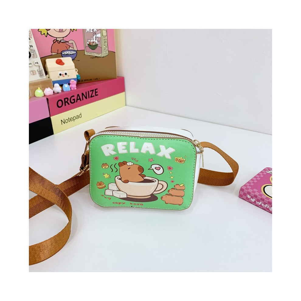 (Green Bath Capybara) Capybara Prints Girls Plush Animal Pu Wallet Shoulder Bag Preschool For Children-image-OPC-PHMVHSN-NEW