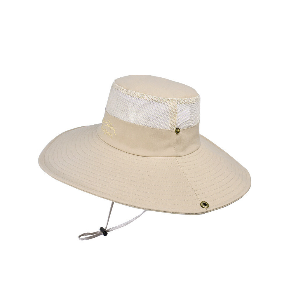 (Beige) Summer Outdoor Men Sun Hat With Large Brim Uv Protection Polyester Material-image-OPC-PHMVSTB-NEW