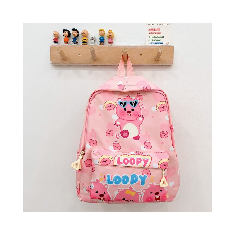 (Pink) Capybara Kids Print Backpack Breathable Nylon Lightweight Durable Schoolbag-image-OPC-PHMVSVY-NEW