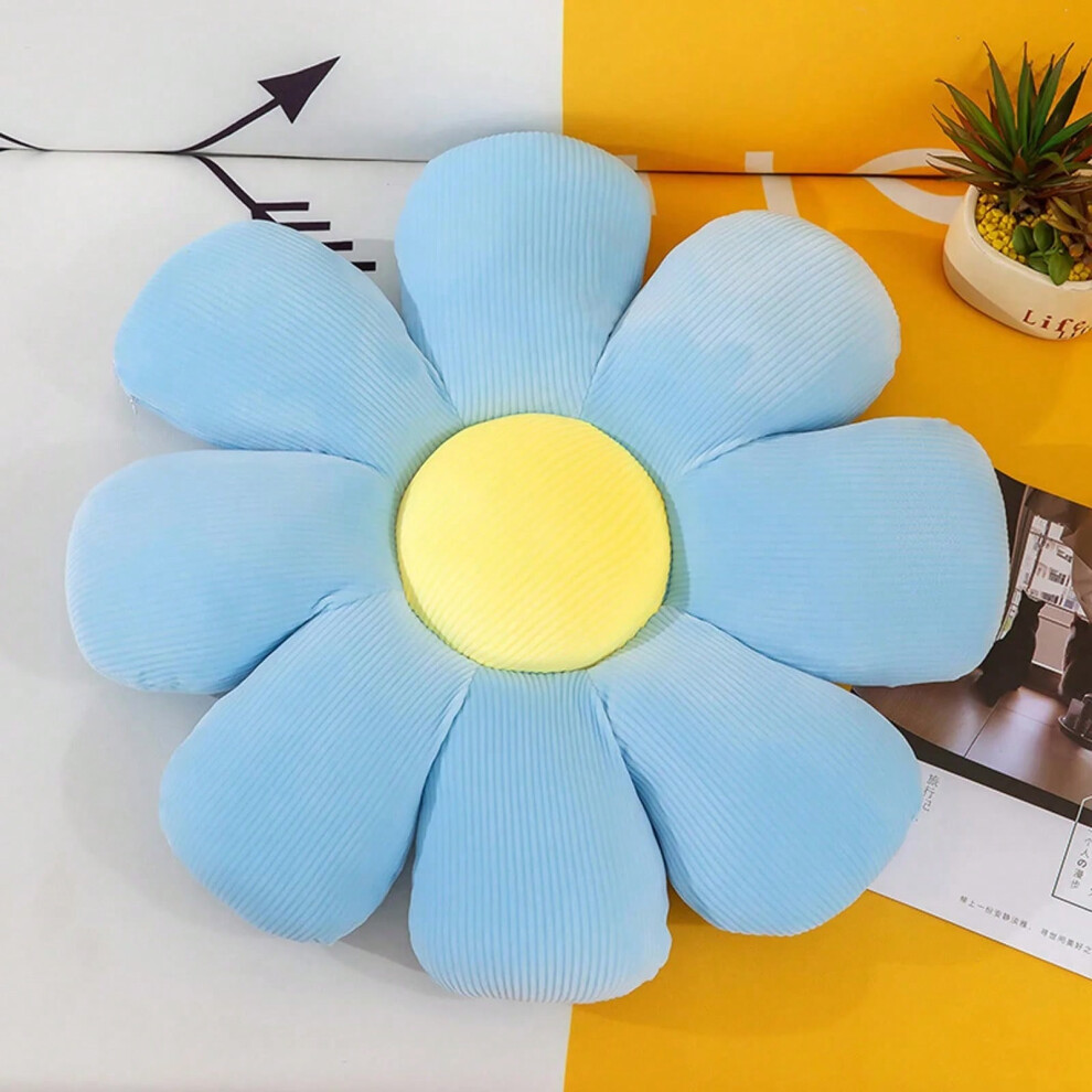 (Sky Blue) 37CM Soft Pastoral style Seat Cushion,Bedrooms Daisy Flower Shape Pillow,luxurious Office Chair Cushion,Kawaii Wedding Gifts