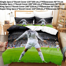 (Single) Digital Printing Football Bed Set Single Double King Duvet Pillowcase Cover