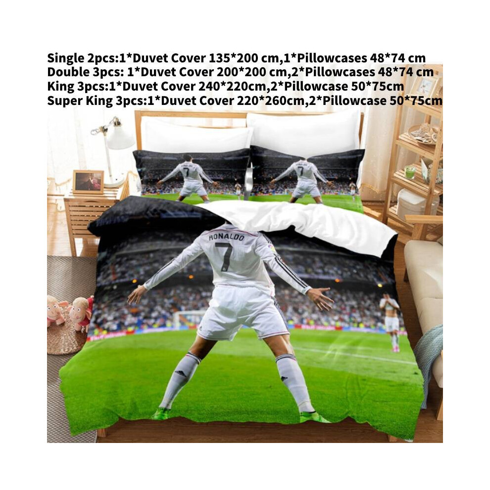 (Single) Digital Printing Football Bed Set Single Double King Duvet Pillowcase Cover