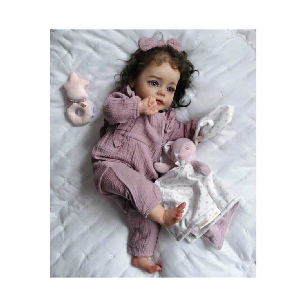 Reborn Lifelike 24in Baby Dolls Suesue Silicone Cloth Toddler Girl Doll Soothing