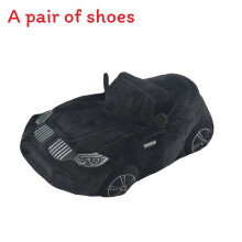 (Black BMW ) Racing Slippers Plush Cartoon Car Shaped Shoes Winter Warmer Cotton Slipper Home