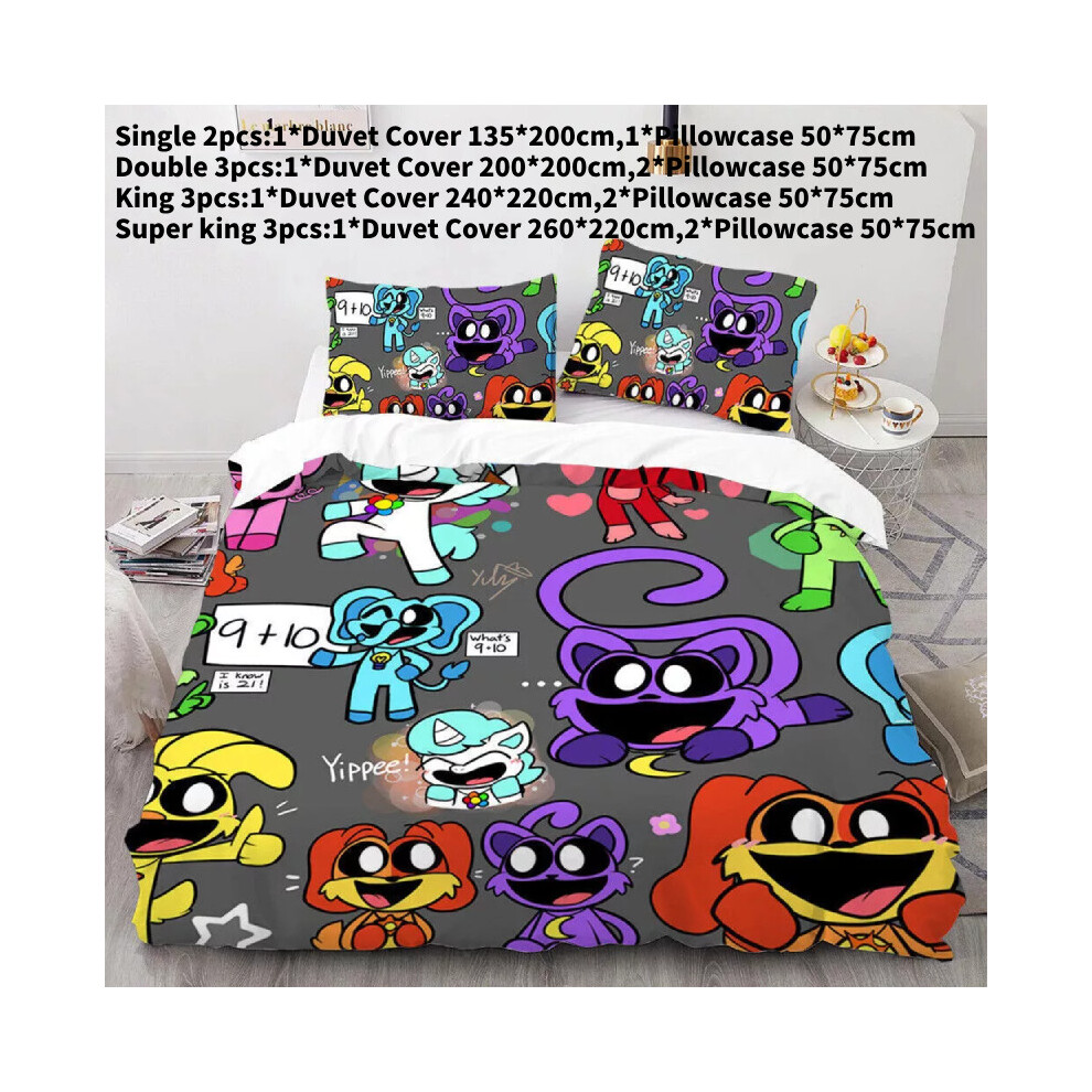 (Style 2, Single) Critters Smiling Duvet Cover Pillowcase Single Double King Set Bedding Gift