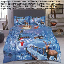 (Style 7, King) Christmas Cover Duvet Santa Claus Snowman Elk Bedding Set Pillow Sizes Cases All